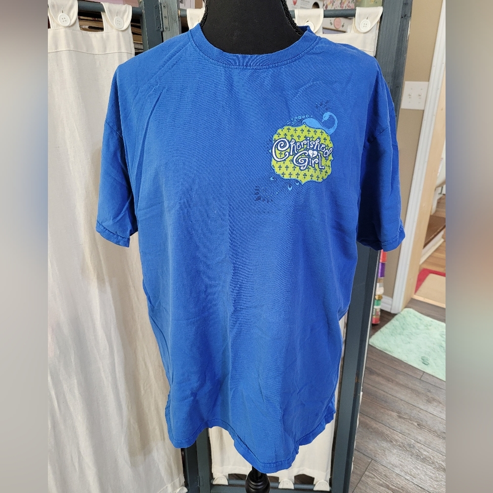 (4099)Froot of the Loom, Cherished Girl Tee Shirt, L, Blue,